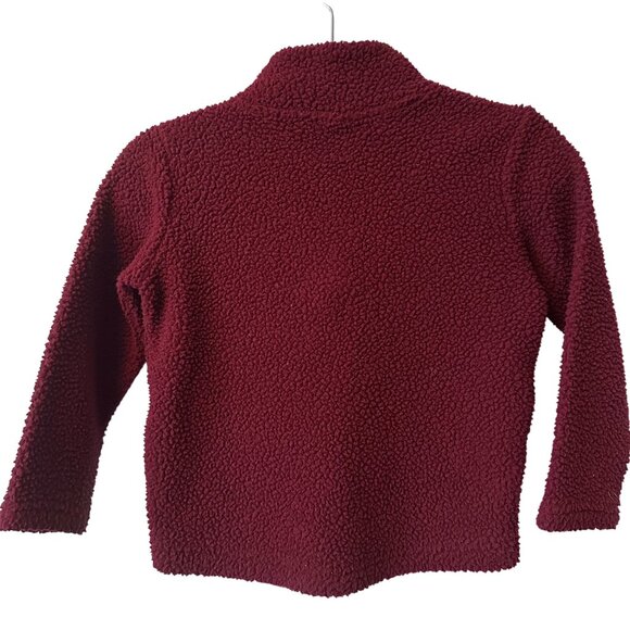 Old Navy Kids Sherpa Quarter-Zip Pullover Jacket S 6-7 Burgundy With Pink Accent - Picture 2 of 4